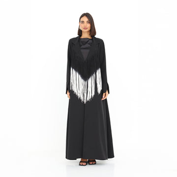 Monochrome Fringe Abaya