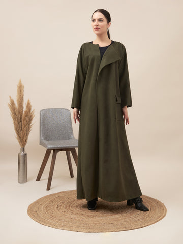 Chamois Abaya | Moss Green
